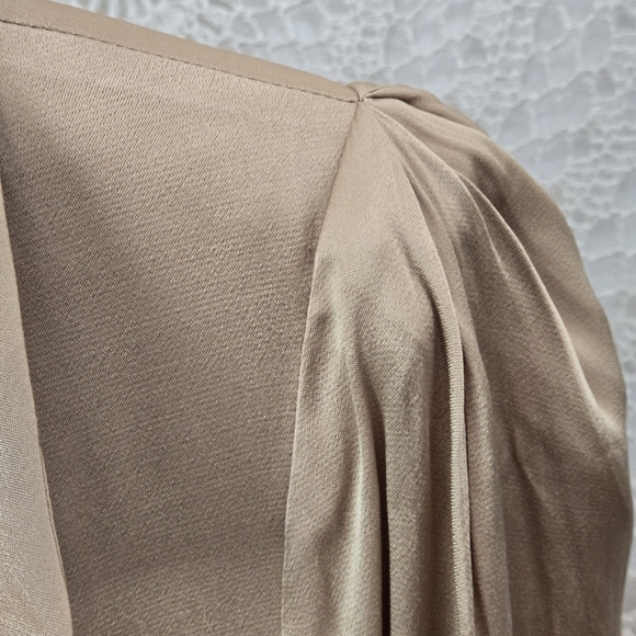 Fame and Partners X Free People Women's Tan Satin Longline Oversized Open Blazer - Picture 7 of 9